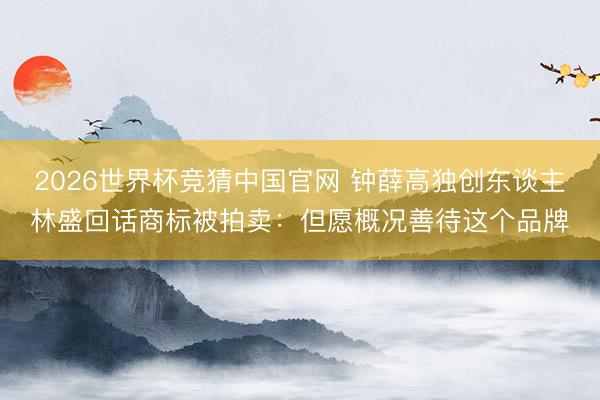 2026世界杯竞猜中国官网 钟薛高独创东谈主林盛回话商标被拍卖：但愿概况善待这个品牌