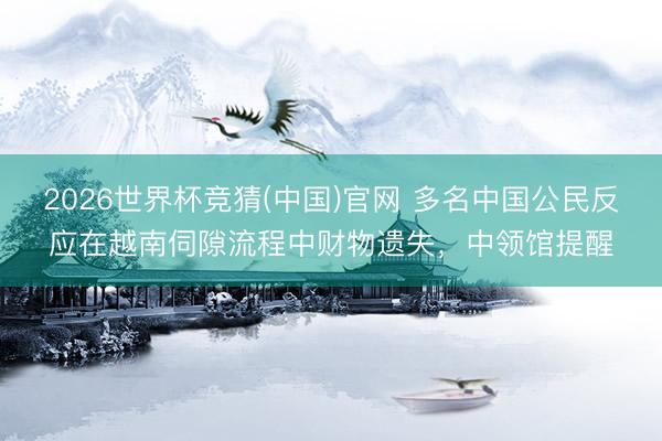 2026世界杯竞猜(中国)官网 多名中国公民反应在越南伺隙流程中财物遗失，中领馆提醒
