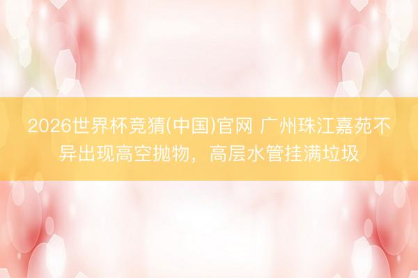2026世界杯竞猜(中国)官网 广州珠江嘉苑不异出现高空抛物，高层水管挂满垃圾