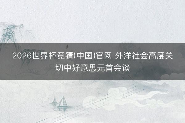 2026世界杯竞猜(中国)官网 外洋社会高度关切中好意思元首会谈