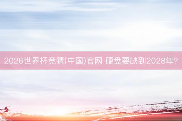 2026世界杯竞猜(中国)官网 硬盘要缺到2028年？