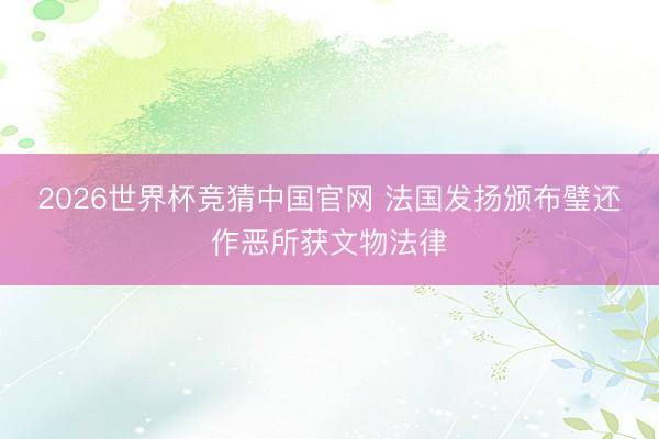 2026世界杯竞猜中国官网 法国发扬颁布璧还作恶所获文物法律