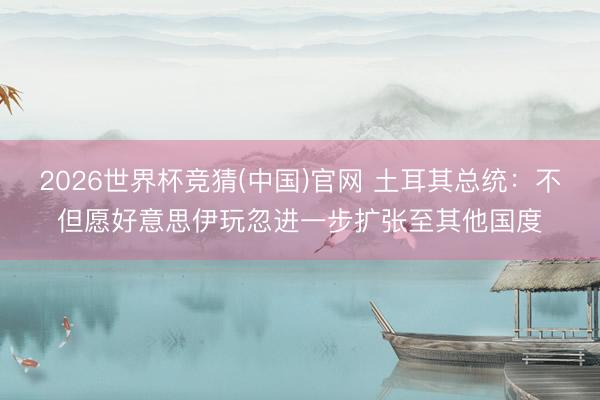 2026世界杯竞猜(中国)官网 土耳其总统：不但愿好意思伊玩忽进一步扩张至其他国度