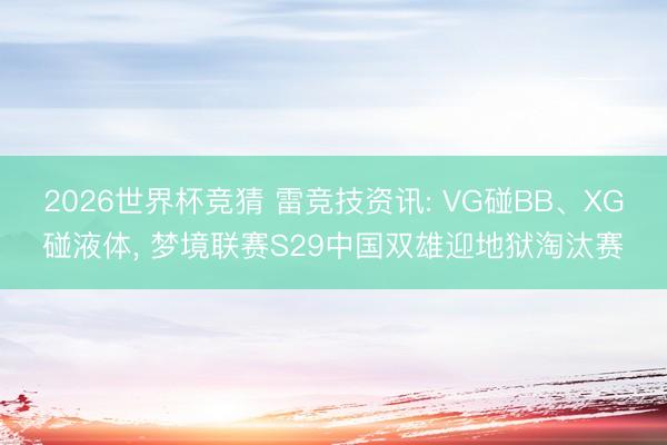2026世界杯竞猜 雷竞技资讯: VG碰BB、XG碰液体， 梦境联赛S29中国双雄迎地狱淘汰赛