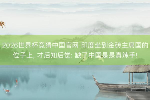 2026世界杯竞猜中国官网 印度坐到金砖主席国的位子上， 才后知后觉: 缺了中国是是真辣手!