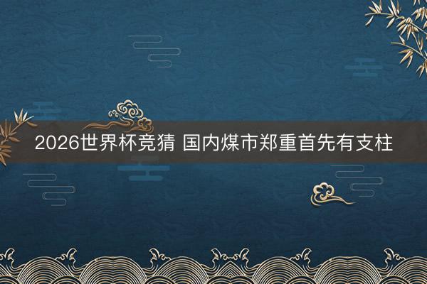 2026世界杯竞猜 国内煤市郑重首先有支柱