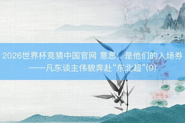 2026世界杯竞猜中国官网 意思，是他们的入场券——凡东谈主伟貌奔赴“东北超”(9)