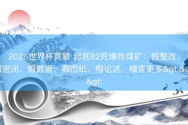 2026世界杯竞猜 起底82死爆炸煤矿：假整改、假密闭、假数据、假图纸、假论述，稽查更多>>