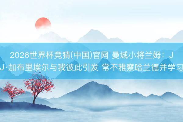 2026世界杯竞猜(中国)官网 曼城小将兰姆：JJ·加布里埃尔与我彼此引发 常不雅察哈兰德并学习