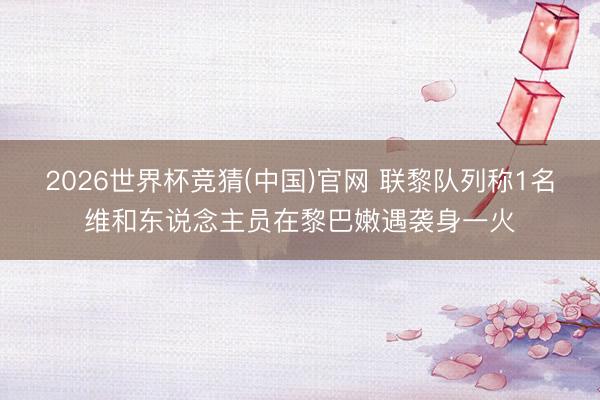 2026世界杯竞猜(中国)官网 联黎队列称1名维和东说念主员在黎巴嫩遇袭身一火