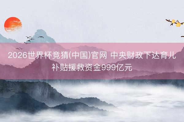 2026世界杯竞猜(中国)官网 中央财政下达育儿补贴援救资金999亿元