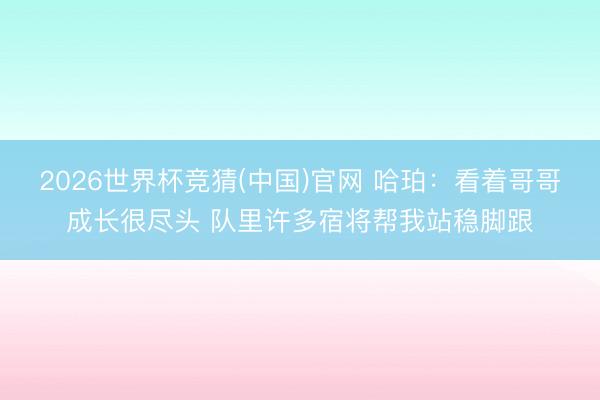 2026世界杯竞猜(中国)官网 哈珀：看着哥哥成长很尽头 队里许多宿将帮我站稳脚跟