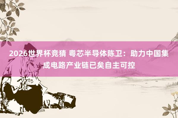 2026世界杯竞猜 粤芯半导体陈卫：助力中国集成电路产业链已矣自主可控